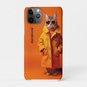 Elegant Orange Travel Cat iPhone 11 Pro Case