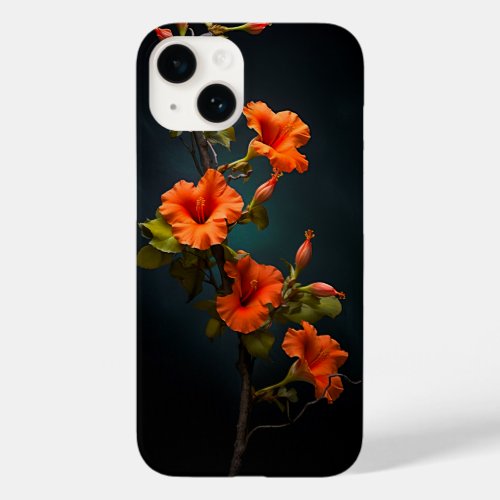 Elegant Orange Trumpet Vine Floral Case_Mate iPhone 14 Case