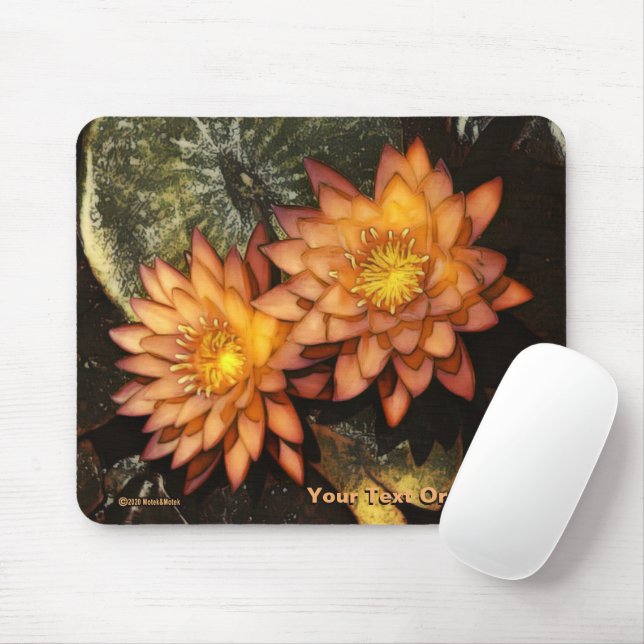 Elegant Orange Water Lilies Mouse Pad (With Mouse)