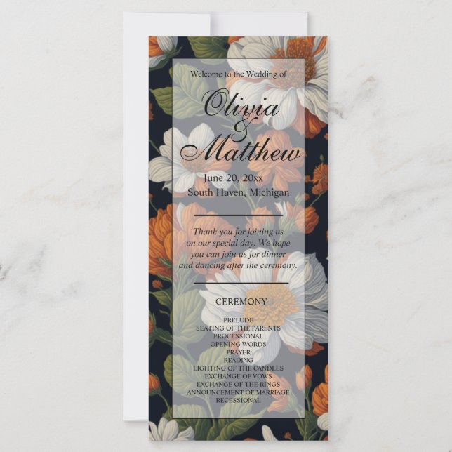 Elegant orange white black vintage floral (Front)