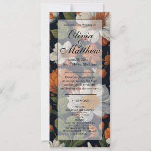 Elegant orange white black vintage floral