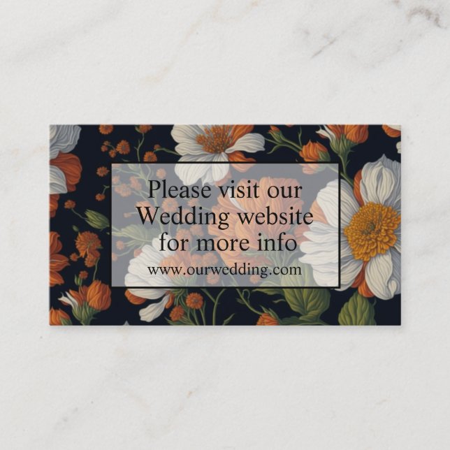 Elegant orange white floral flowers QR code Enclosure Card (Front)