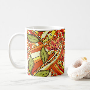 Elegant Orange White Flowers And Swirl Coffee Mug