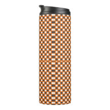  Elegant Orange White Gingham Plaid 