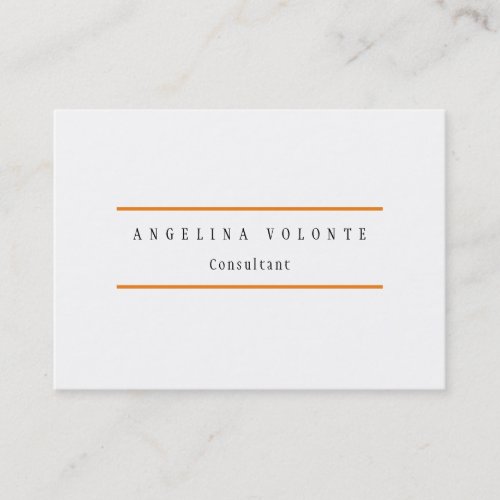 Elegant Orange White Minimalist Plain Modern Business Card