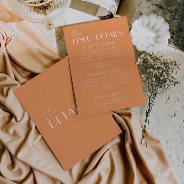 Elegant Orange White Stylish Wedding Details Enclosure Card (Creator Uploaded)