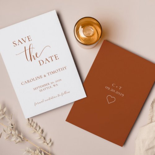 Elegant Orange White Wedding Save The Date Card