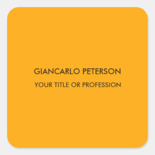 Elegant Orange Yellow Minimalist Professional Square Sticker
