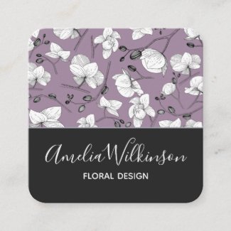 Elegant orchid black & white floral delicate lilac
