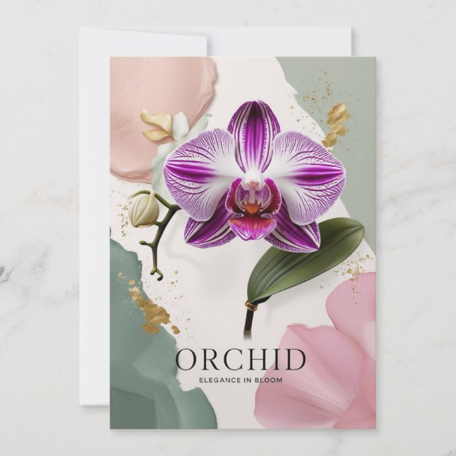 Elegant Orchid botanic night Invitation (Front)