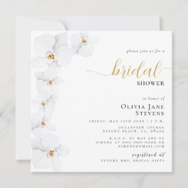 Elegant Orchid Bridal White Floral Bridal Shower Invitation