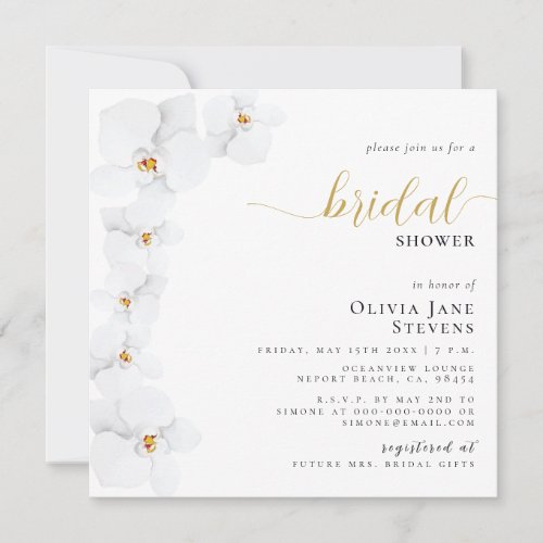 Elegant Orchid Bridal White Floral Bridal Shower Invitation