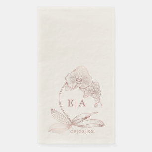 Elegant Orchid Crest Botanical Wedding Guest Towel