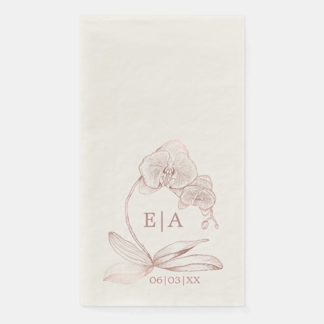 Elegant Orchid Crest Botanical Wedding Guest Towel (Front)