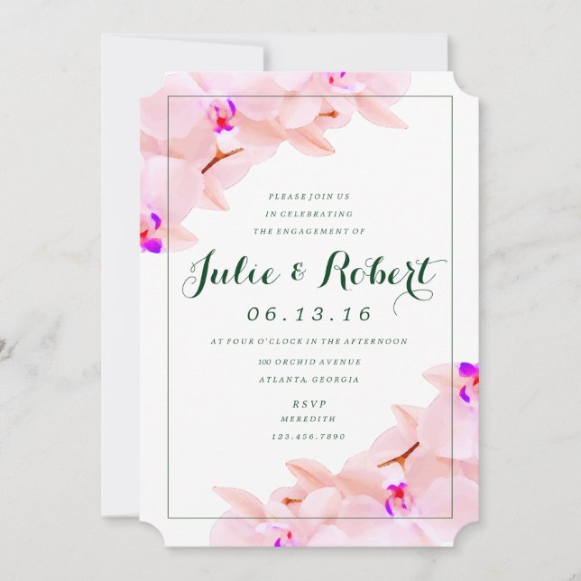 Elegant Orchid Engagement Party Invitation (Front)