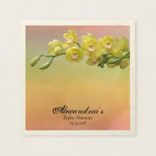 Elegant Orchid Floral Custom Baby Shower Napkins