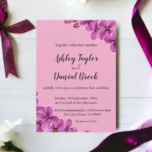 Elegant Orchid Flower Dusty Rose Floral Wedding Invitation