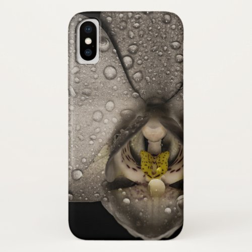 Elegant orchid flower gray black iPhone XS case