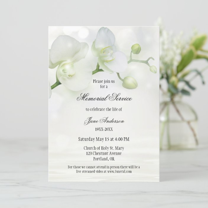 Elegant Orchid Funeral Memorial Service Invitation | Zazzle.com