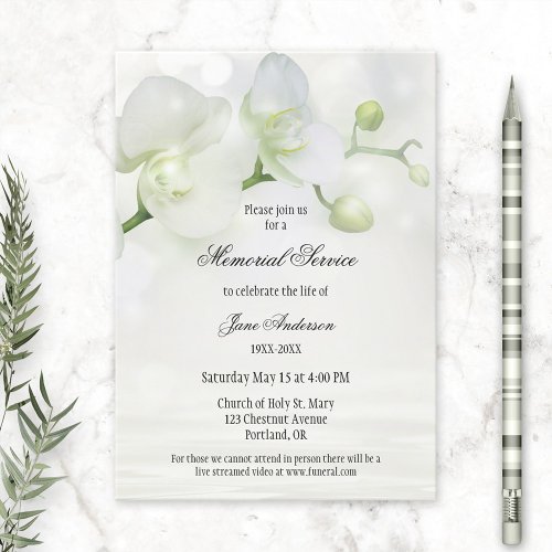 Elegant Orchid Funeral Memorial Service Invitation