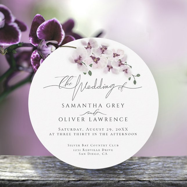 Elegant Orchid Minimalist Wedding Invitation (Creator Uploaded)