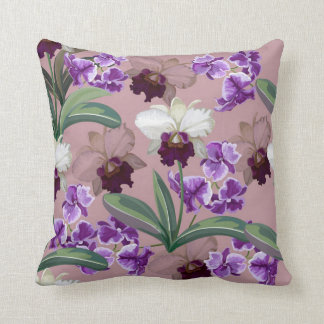 Elegant Orchid Pattern Throw Pillow