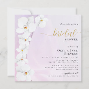 Elegant Orchid Pink Aesthetic Floral Bridal Shower Invitation