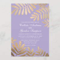 Elegant Orchid Purple Gold Leaves Wedding