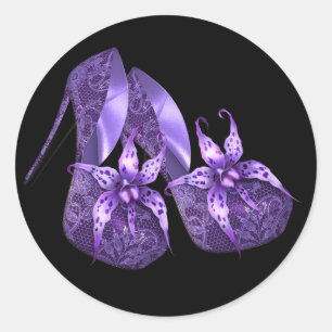 Elegant Orchid Purple High Heel Shoe Stickers
