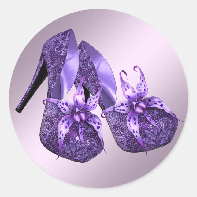 Elegant Orchid Purple High Heel Shoe Stickers (Front)
