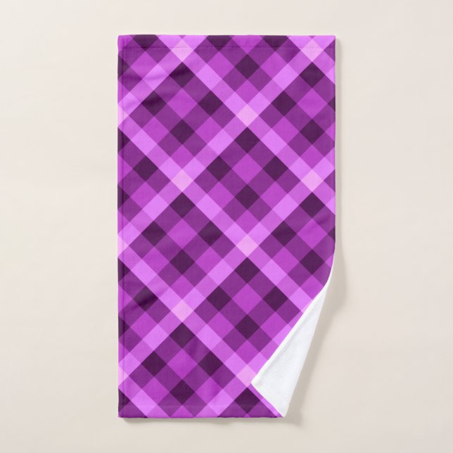 Elegant Orchid Purple Plaid Hand Towel (Hand Towel)