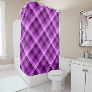 Elegant Orchid Purple Plaid Shower Curtain