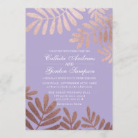 Elegant Orchid Purple Rose Gold Leaves Wedding