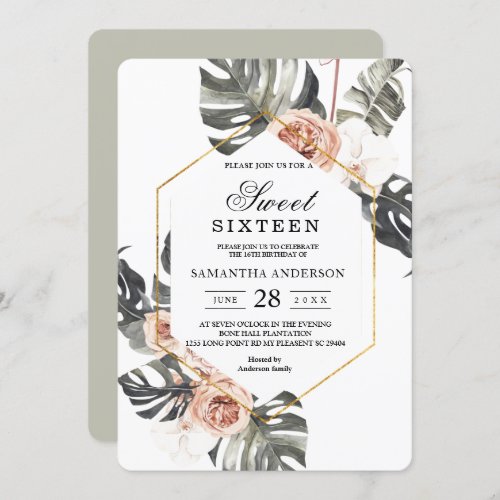 Elegant Orchid  Roses Watercolor Frame Invitation