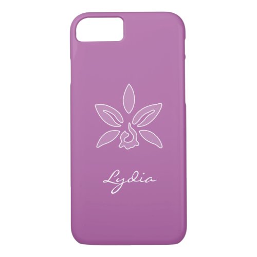 Elegant Orchid Simple Bold Purple Flower With Name iPhone 87 Case