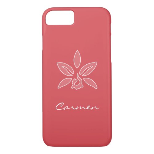 Elegant Orchid Simple Hot Red Flower With Name iPhone 87 Case