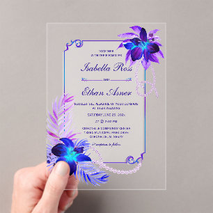 Elegant Orchid Wedding Acrylic Invitations