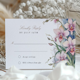 Elegant Orchid Wedding RSVP Card Pastel