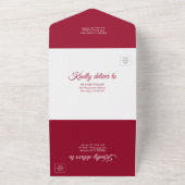 Elegant orchids crimson red floral wedding all in one invitation (Outside)