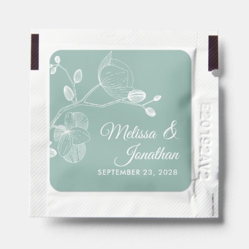 Elegant orchids floral modern mint wedding favor hand sanitizer packet