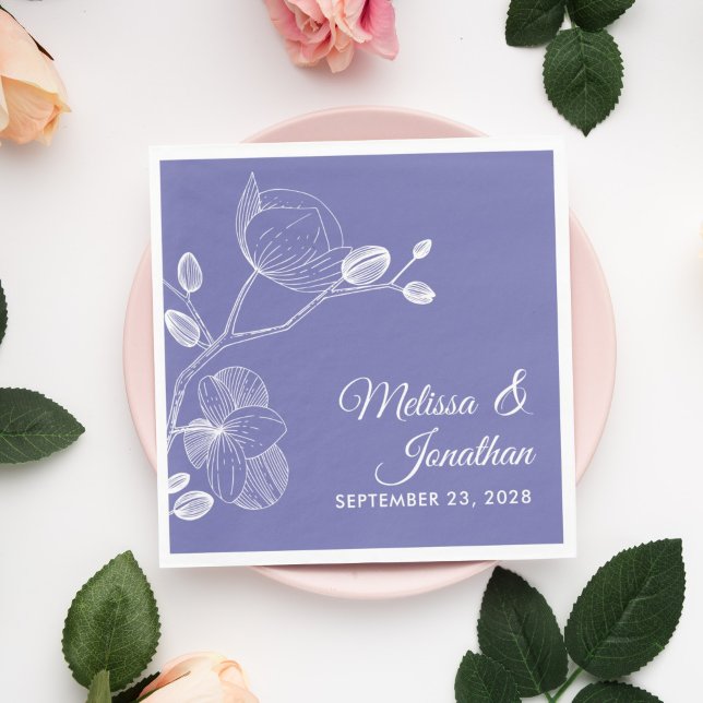 Elegant orchids floral modern purple wedding napki napkins (Creator Uploaded)