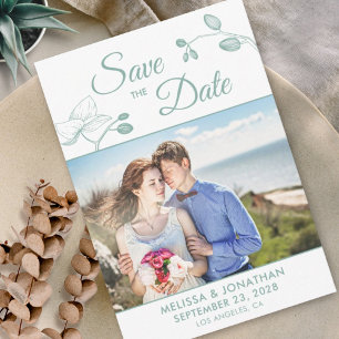 Elegant orchids modern floral photo save the date