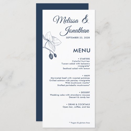 Elegant orchids romantic floral modern wedding menu