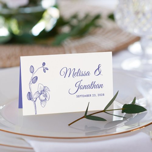 Elegant orchids simple romantic wedding floral pla place card