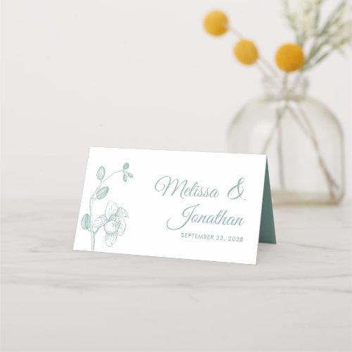 Elegant orchids simple romantic wedding floral place card