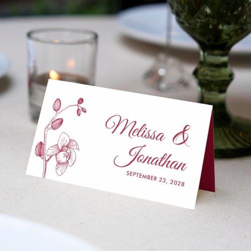 Elegant orchids simple romantic wedding floral place card