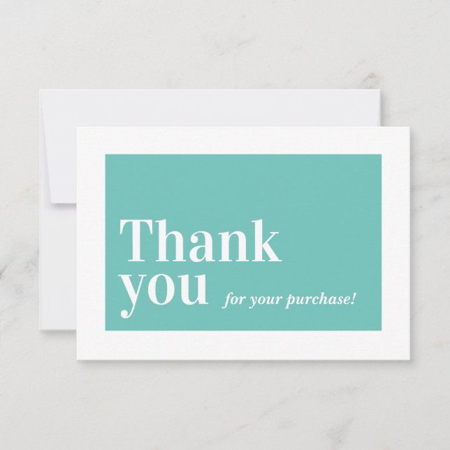ELEGANT ORDER INSERT business thank you mint green Card (Front)