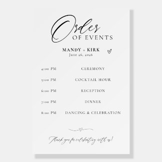 Elegant Order of Events Wedding Sign | Minimalist