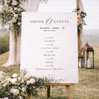 Elegant Order of Events Wedding Sign | Minimalist