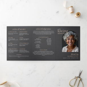 Elegant Order Of Service 6-Photo Funeral/Memorial Tri-Fold Program